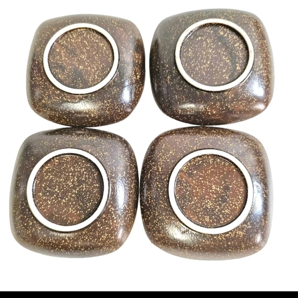 4 Brown And Green Rustic Barn Ceramic Soy Sauce Condiment Dipping Bowl Dishes - Picture 4 of 7